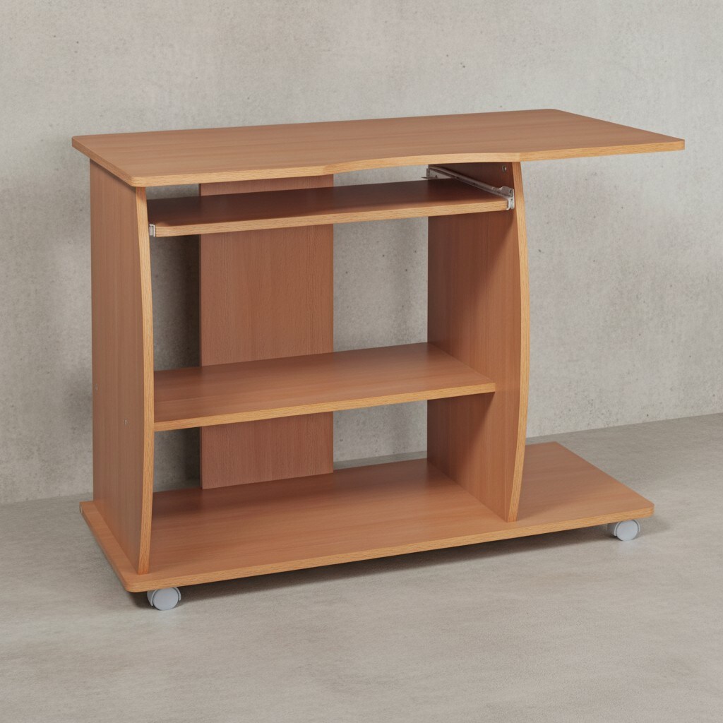 KADIMA DESIGN Laptoptisch Computertisch: 3D-Ecken, Stauraum, 90x50x71 cm, Spanplattenkonstruktion, Rollen.
