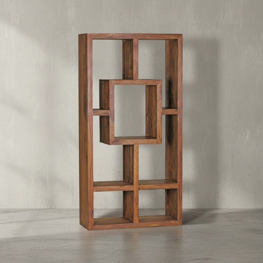 KADIMA DESIGN Bücherregal NAKO Sheesham-Holz, 90x180 cm, Landhaus-Stil, Ablagefächer