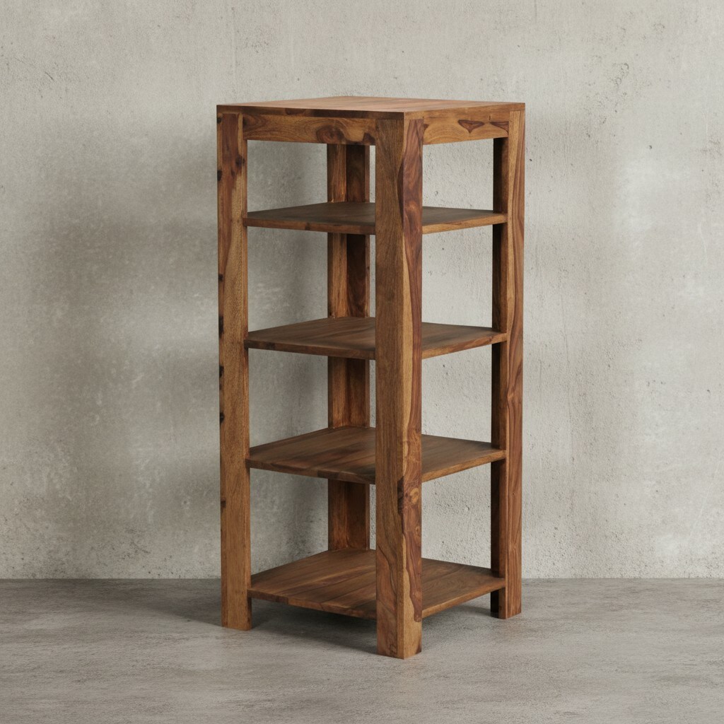 KADIMA DESIGN Massivholz Bücherregal: Mehrzweck-Stauraum, Sheesham, 3-4 Böden, handgefertigt, pflegeleicht.