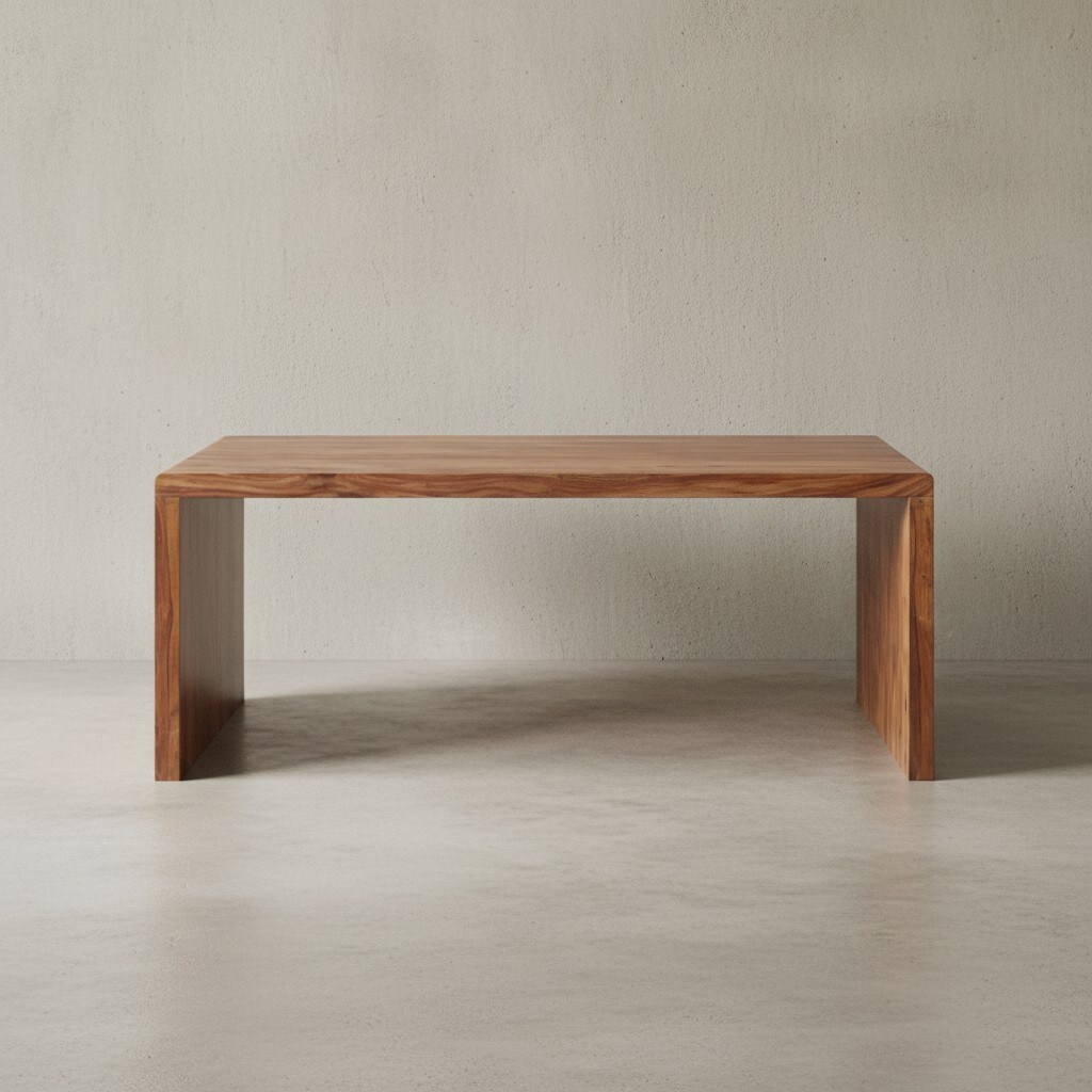 KADIMA DESIGN Schreibtisch TEKO: Massivholz Sheesham, 180 cm, Stauraum, abgerundete Ecken, stabil. - Bild 1