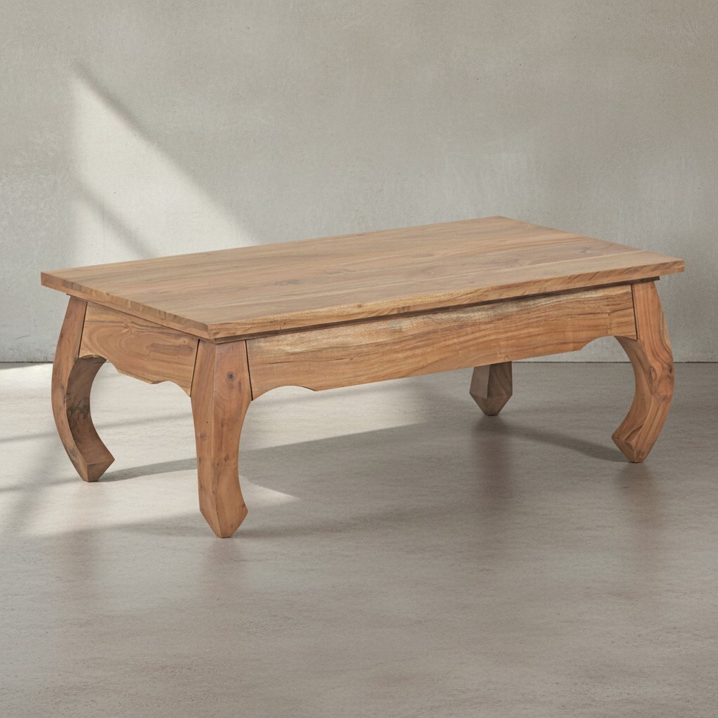 KADIMA DESIGN Couchtisch KANADA: Opium-Form, Massivholz, Massivholz, handgefertigt, pflegeleicht.