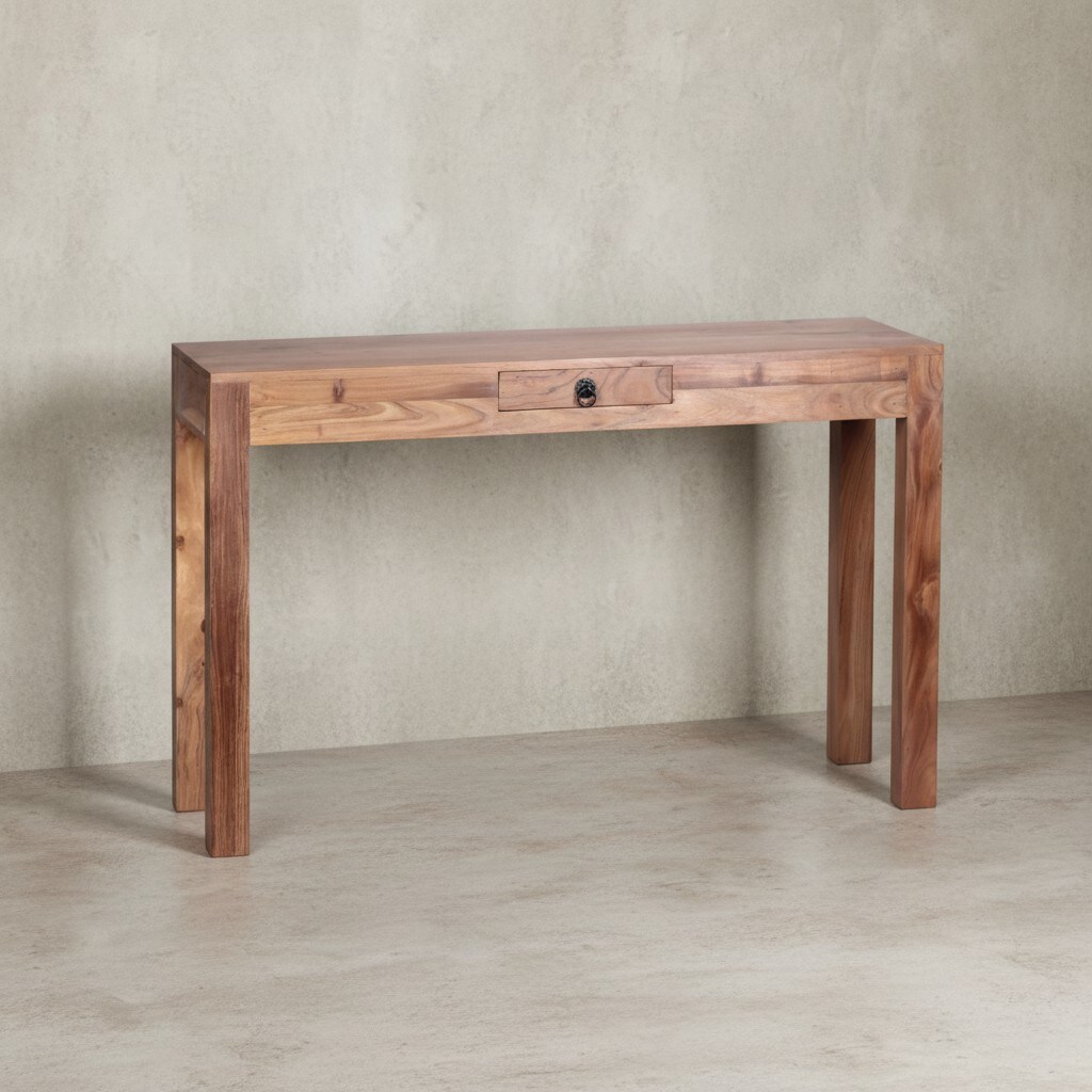 KADIMA DESIGN Konsolentisch "NAKO": Landhausstil, Schublade, Akazienholz, 40 cm Tiefe, vielseitig einsetzbar.