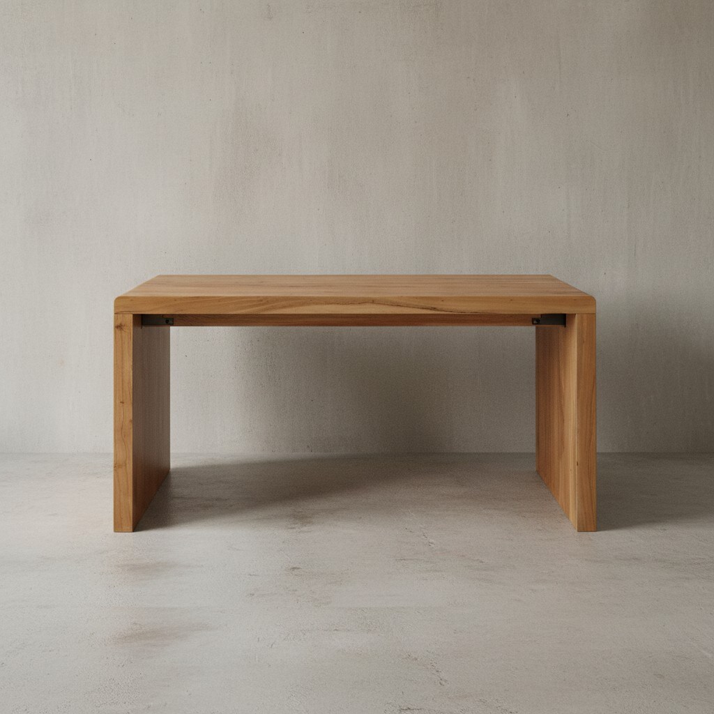 KADIMA DESIGN Schreibtisch TEKO: Massivholz Sheesham, 140x80 cm, Stauraum, abgerundete Ecken, stabil.