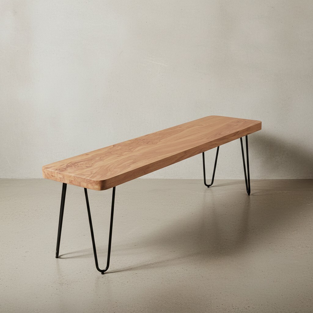 KADIMA DESIGN Sitzbank BALU Massivholz: Landhausstil, verschiedene Größen, Metallbeine, einfache Pflege