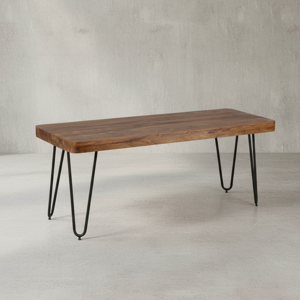 KADIMA DESIGN Sitzbank BALU Massivholz: Landhausstil, verschiedene Größen, Metallbeine, einfache Pflege