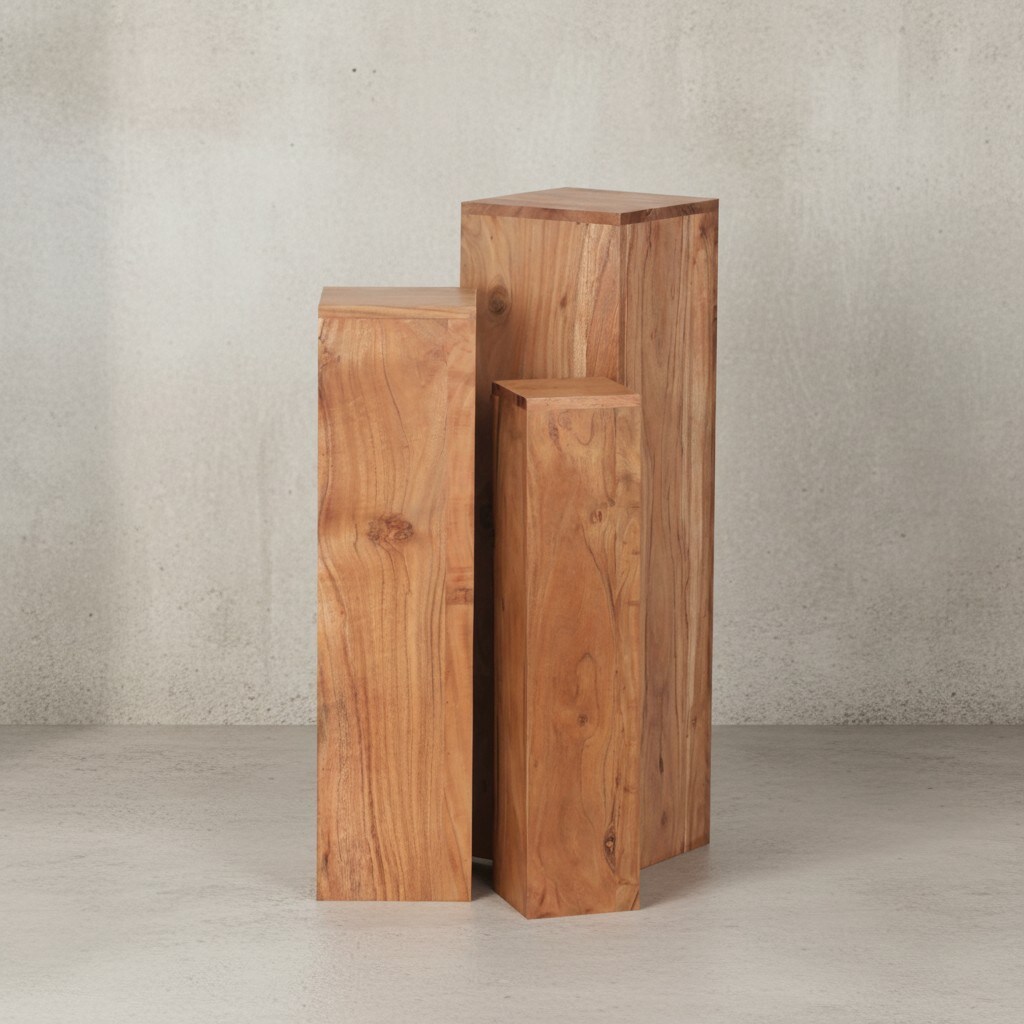 KADIMA DESIGN Beistelltisch-Sets Massivholz: 3-teilig, einzigartige Maserung, ineinander verstaubar