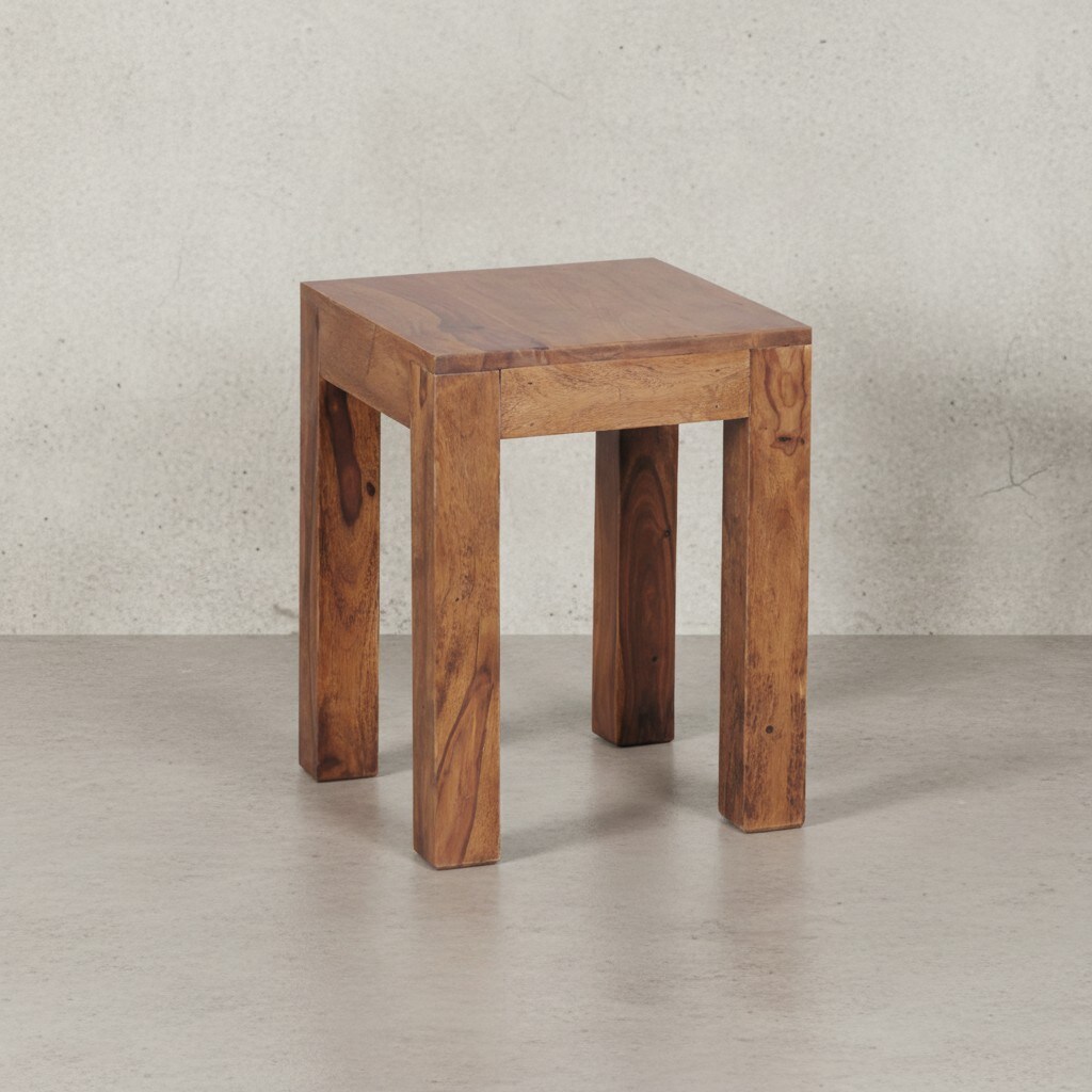 KADIMA DESIGN Massivholz-Tisch NAKO: Handgefertigt, 45x40x45 cm, Sheeshamholz, 50kg Belastbarkeit