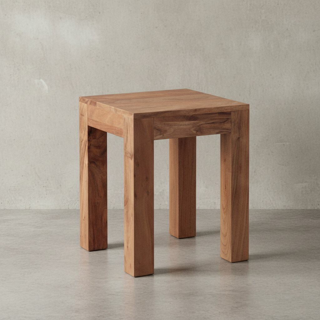 KADIMA DESIGN Massivholz-Tisch NAKO: Handgefertigt, 45x40x45 cm, Sheeshamholz, 50kg Belastbarkeit - Bild 1