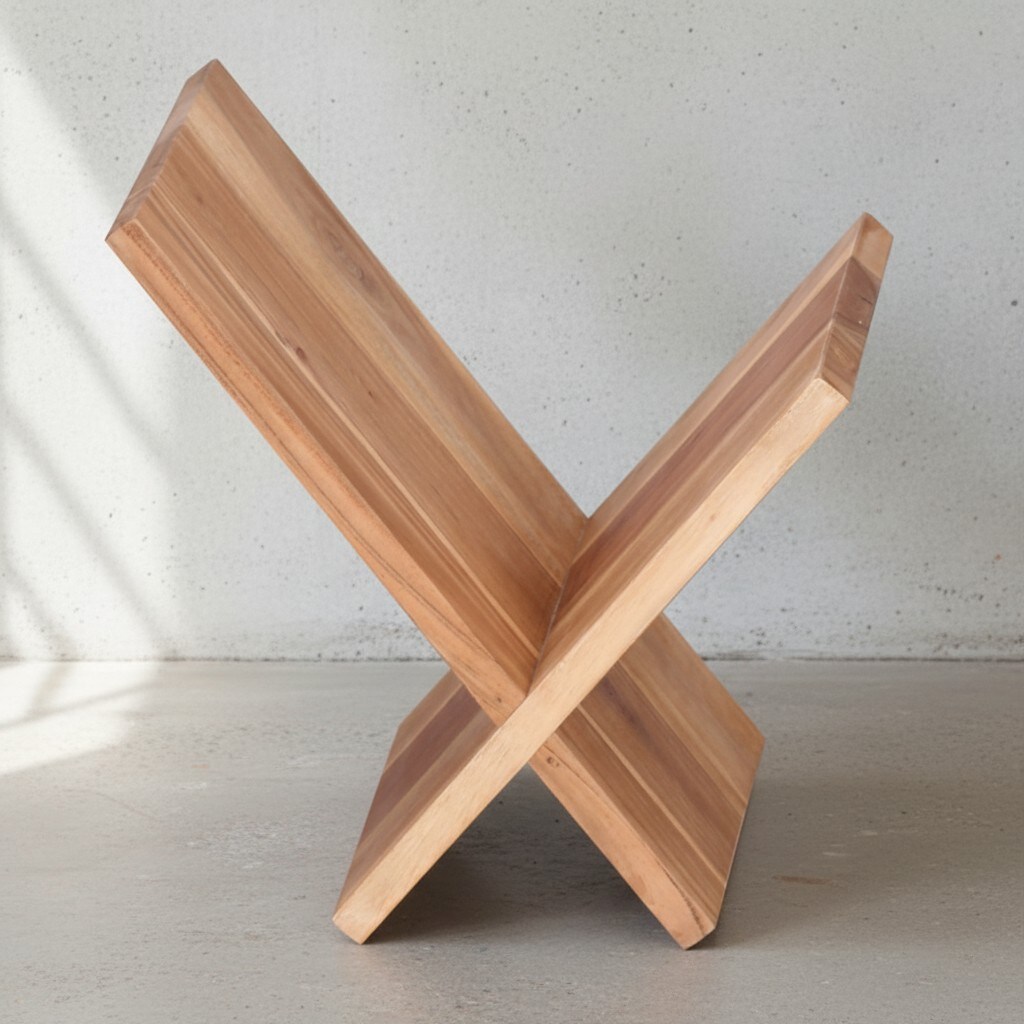 KADIMA DESIGN Zeitungsständer NAKO Massiv: Handgefertigt, X-Form, Sheeshamholz, pflegeleicht
