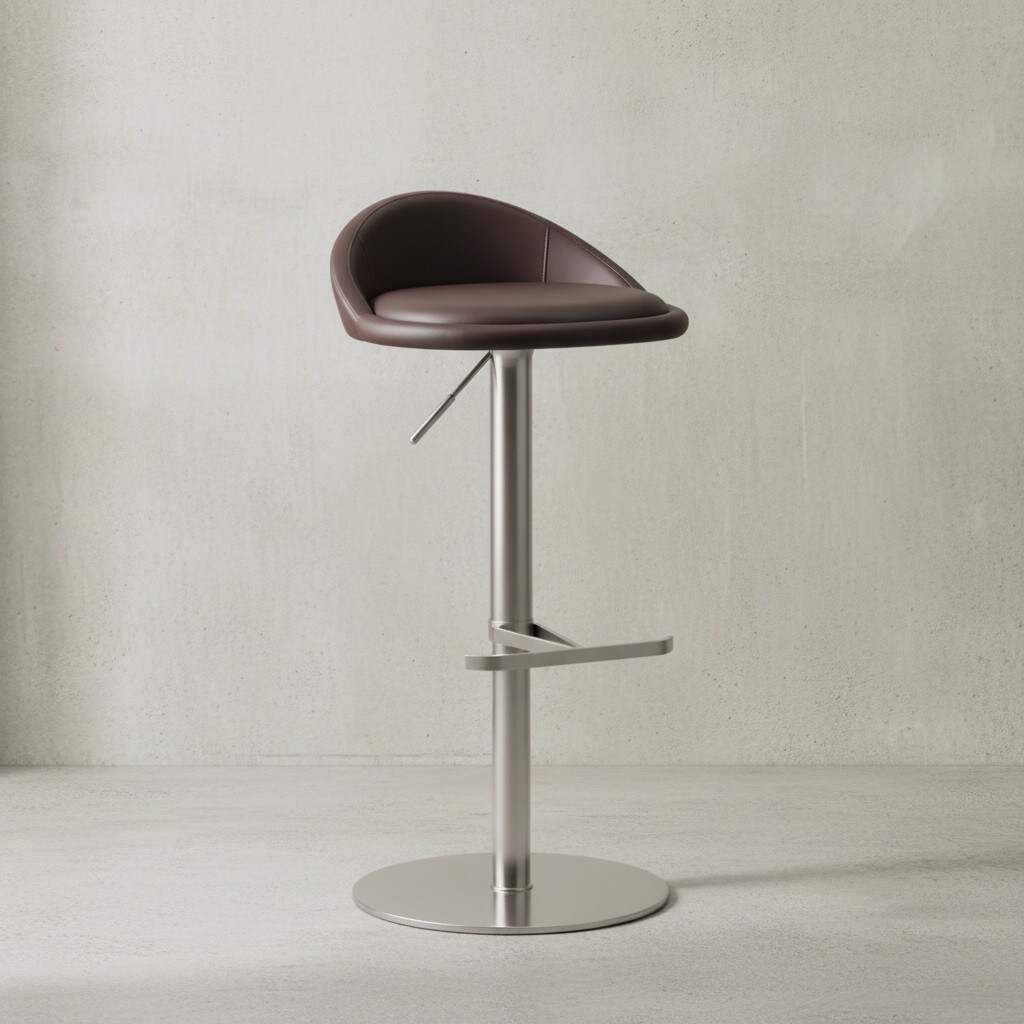 KADIMA DESIGN Barhocker DONAU, höhenverstellbar, halbrunde Rückenlehne, Edelstahl, max. 110 kg Belastung