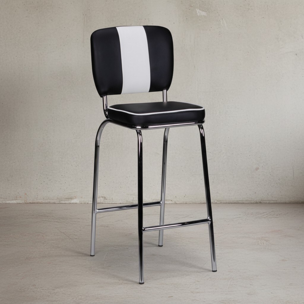 KADIMA DESIGN American Retro Barstuhl: Kunstleder, Chromfuß, 110 kg Belastbarkeit, verschiedene Farben