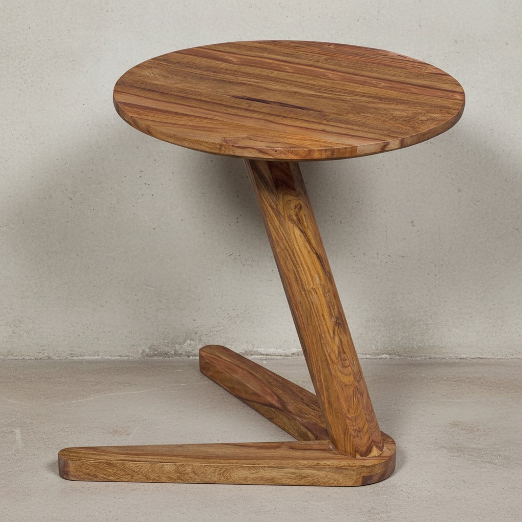 KADIMA DESIGN Beistelltisch Teko, Sheeshamholz, Rund, 50 cm H&ouml;he - Einzigartig & Vielseitig - Bild 1