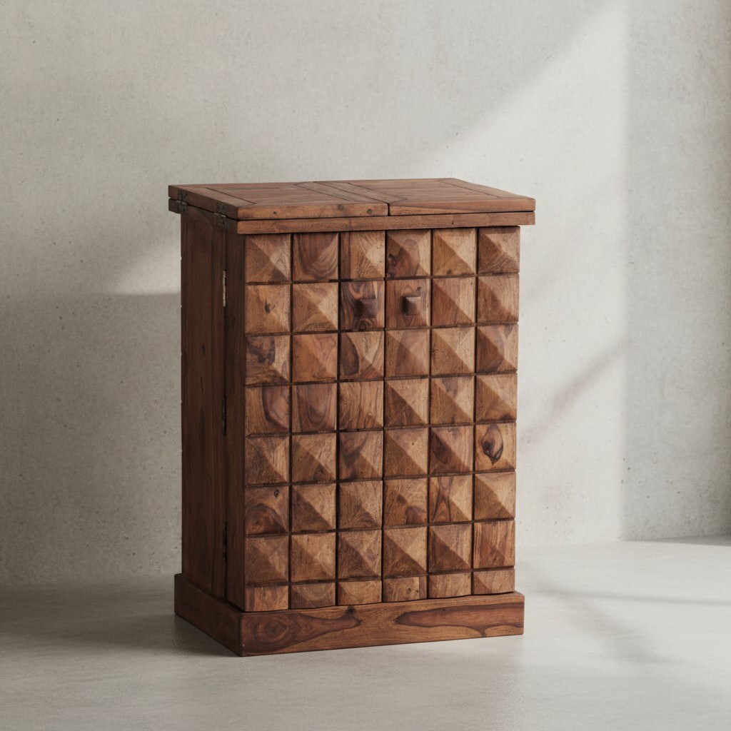 KADIMA DESIGN SAAR Massivholz Hausbar 65x91x50 cm, Ausklappbare Weinbar, Barschrank mit Türen
