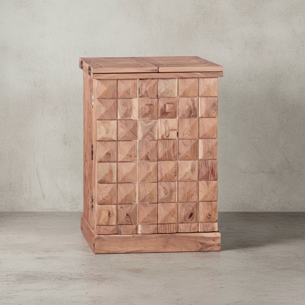 KADIMA DESIGN SAAR Massivholz Hausbar 65x91x50 cm, Ausklappbare Weinbar, Barschrank mit Türen