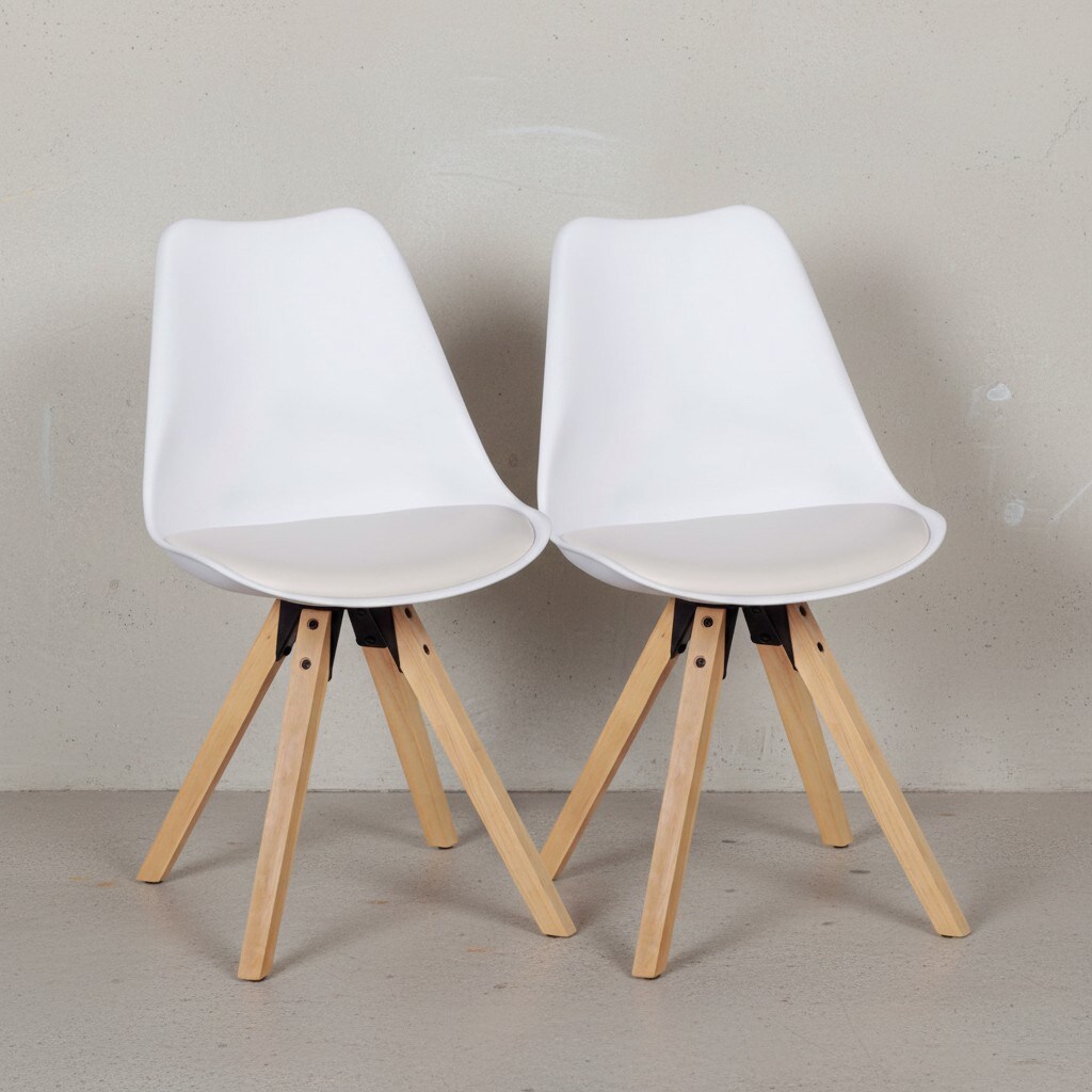 KADIMA DESIGN 2er Set Esszimmerstühle LUND: Kunstlederbezug und Holzbeine, Skandinavisches Design, Komfortables Sitzen, Verschiedene Farben