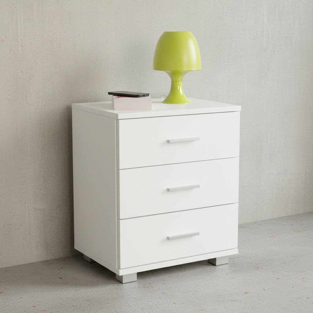 KADIMA DESIGN Nachtkonsole ANAPO Holz: Modern, 4 Standf&uuml;&szlig;e, Schwarz/Silber, melaminharzbeschichtet - Bild 1