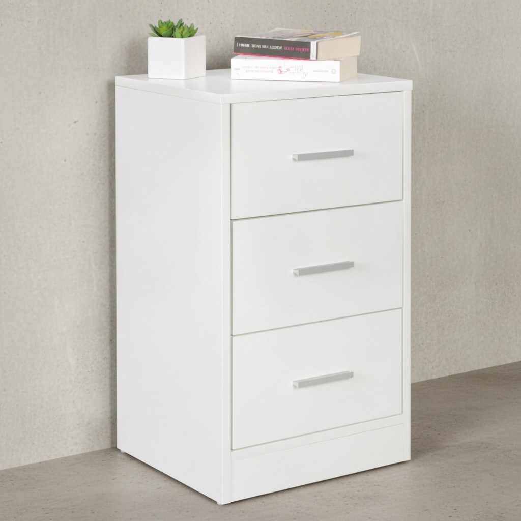 KADIMA DESIGN Moderner Nachtschrank: Holz, 3 Schubladen, in Schwarz/Weiß/Sonoma, melaminharzbeschichtet