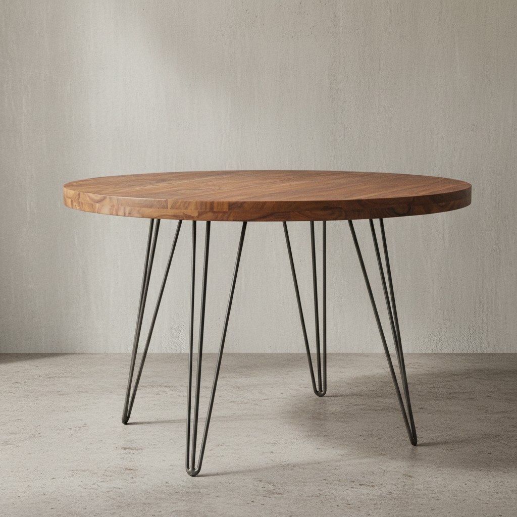KADIMA DESIGN Massivholz Esszimmertisch im Landhaus Look, 120 cm Durchmesser, runde Form