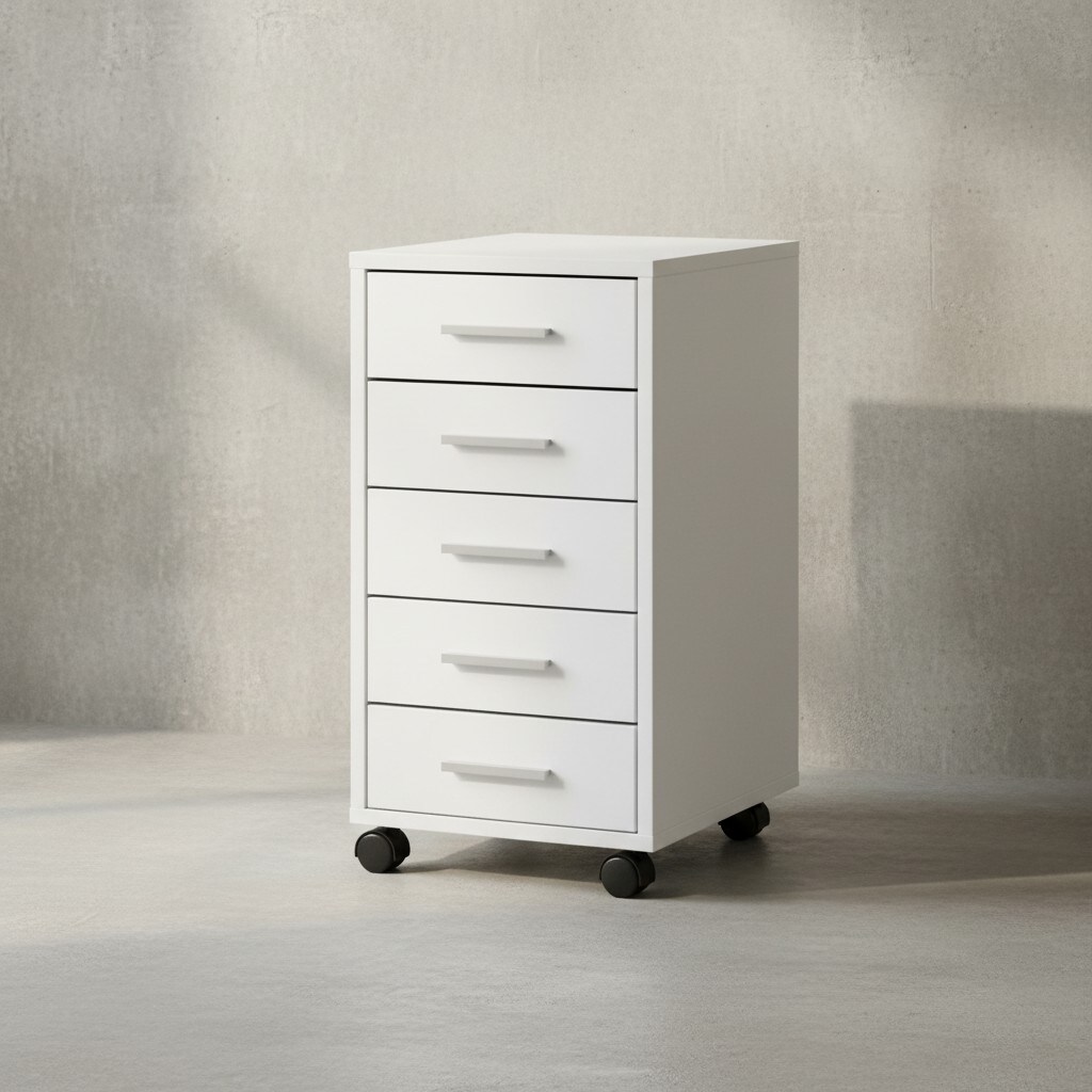 KADIMA DESIGN Schubladenschrank ITTER Holz: 5 Schubladen, Rollen, melaminharzbeschichtet