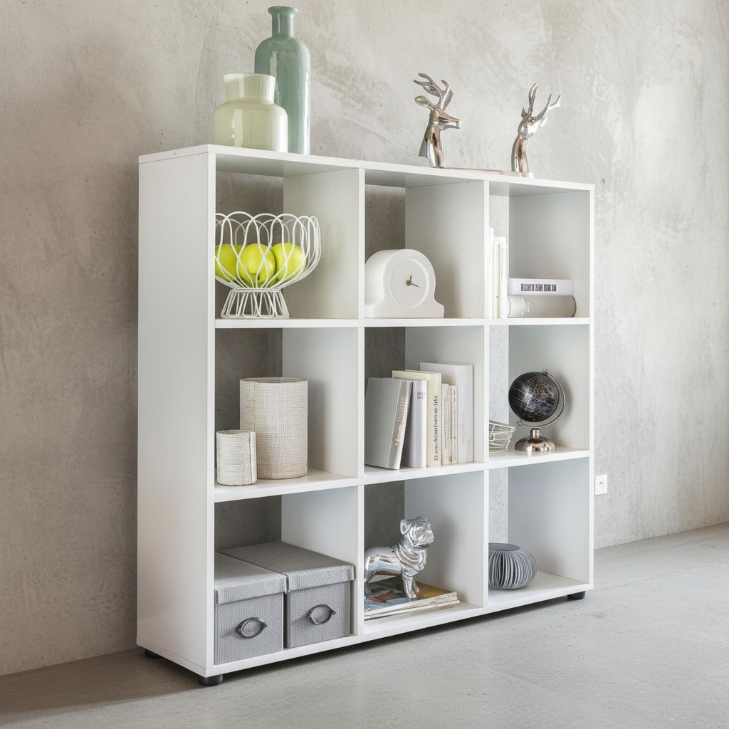 KADIMA DESIGN Modernes Bücherregal, 8 Fächer, kratzfeste Oberfläche, Raumteiler-Funktion.