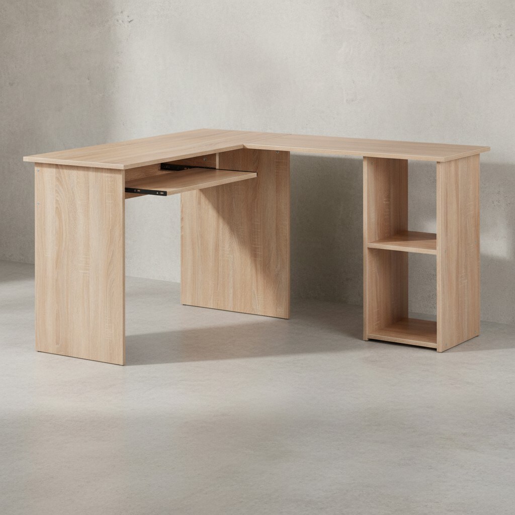 KADIMA DESIGN Schreibtischkombination ITTER: Standregal, Tastaturauszug, Melaminharz-Beschichtung - Bild 1