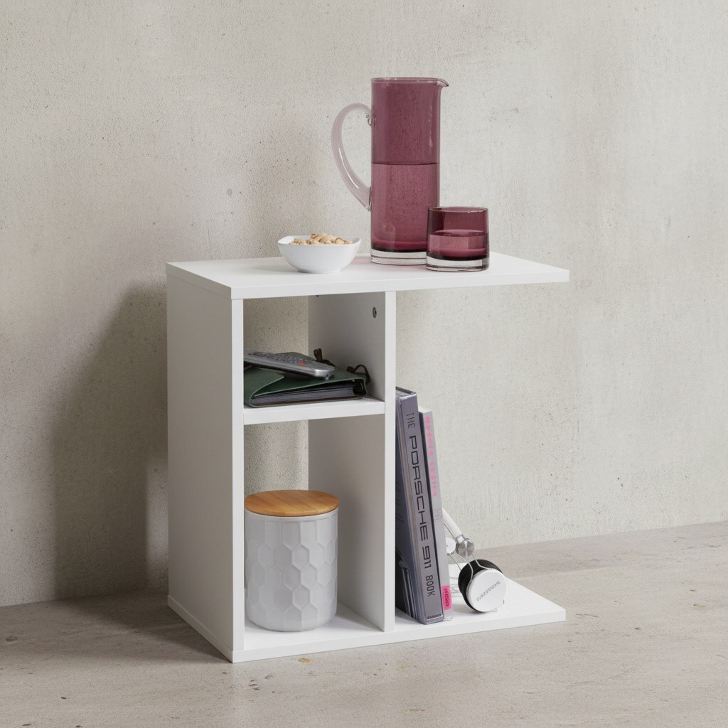 KADIMA DESIGN Beistelltisch ITTER Holz: Ablagefächer, 50x50x30 cm, kratzfest & wasserabweisend