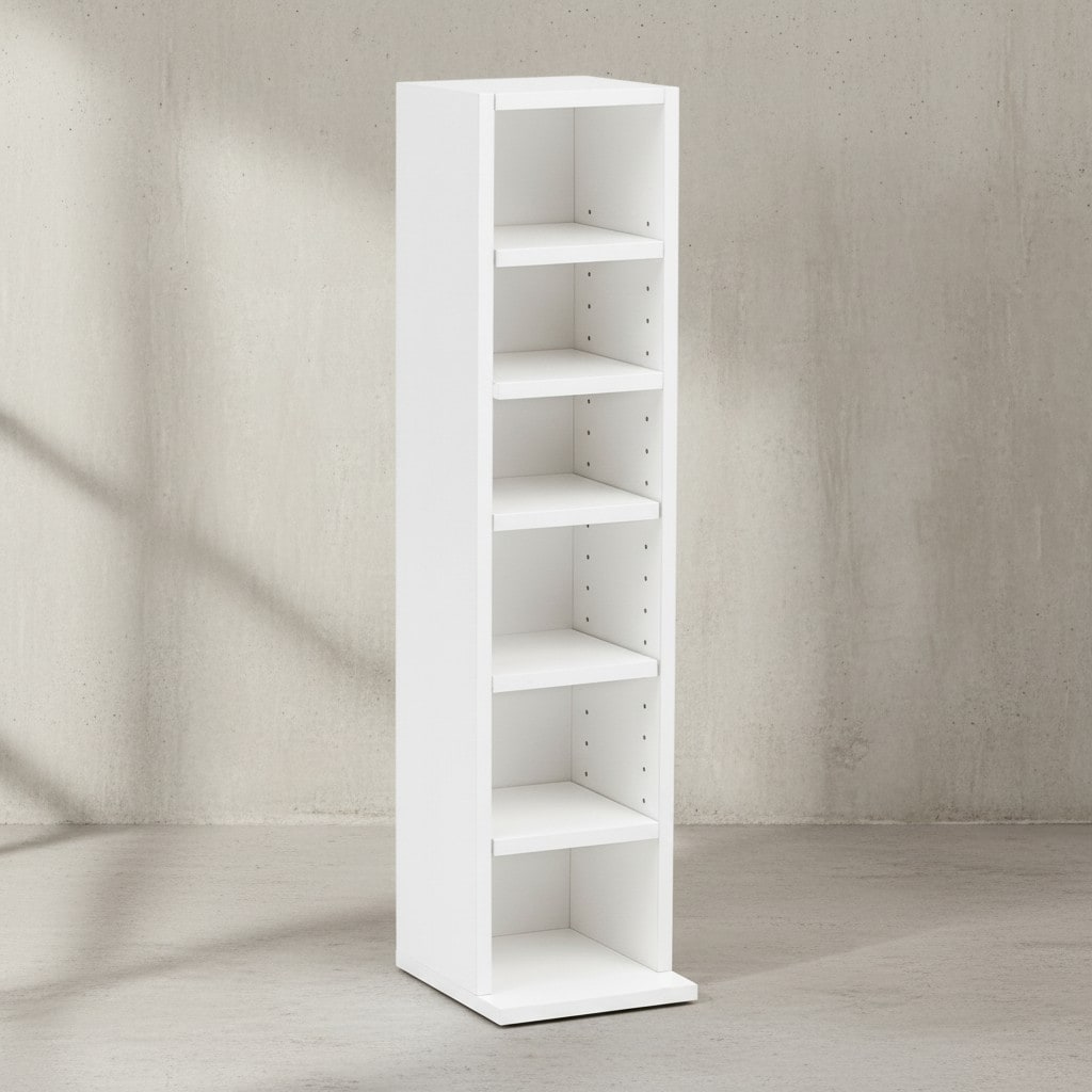 KADIMA DESIGN 6-F&auml;cher Wandregal, Holz wei&szlig;, freistehend, schmal, 21x91x25,5&nbsp;cm. - Bild 1