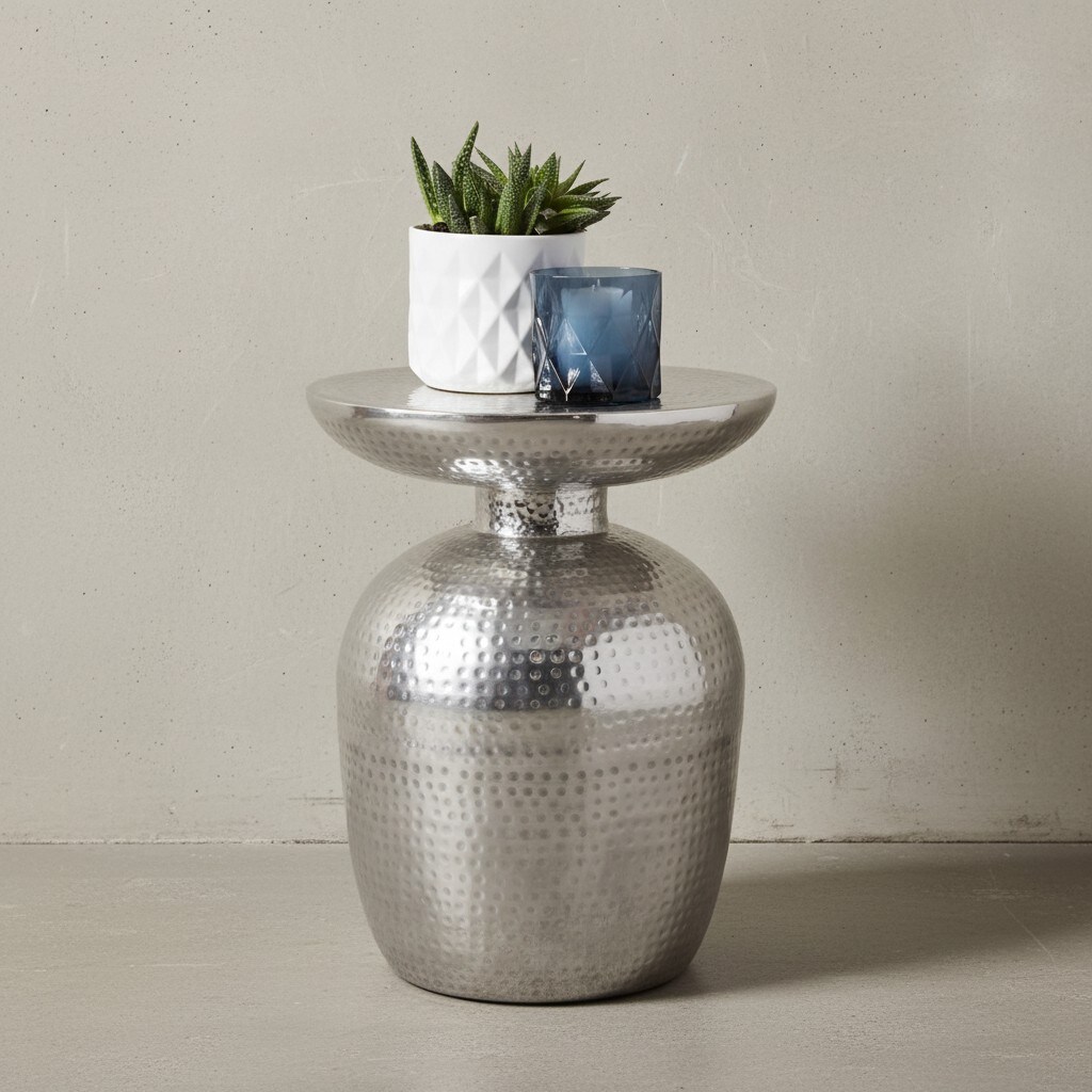 KADIMA DESIGN Dekotisch ENNS: Orientalisch, Hammerschlagstruktur, Aluminium, 15 kg Belastbarkeit