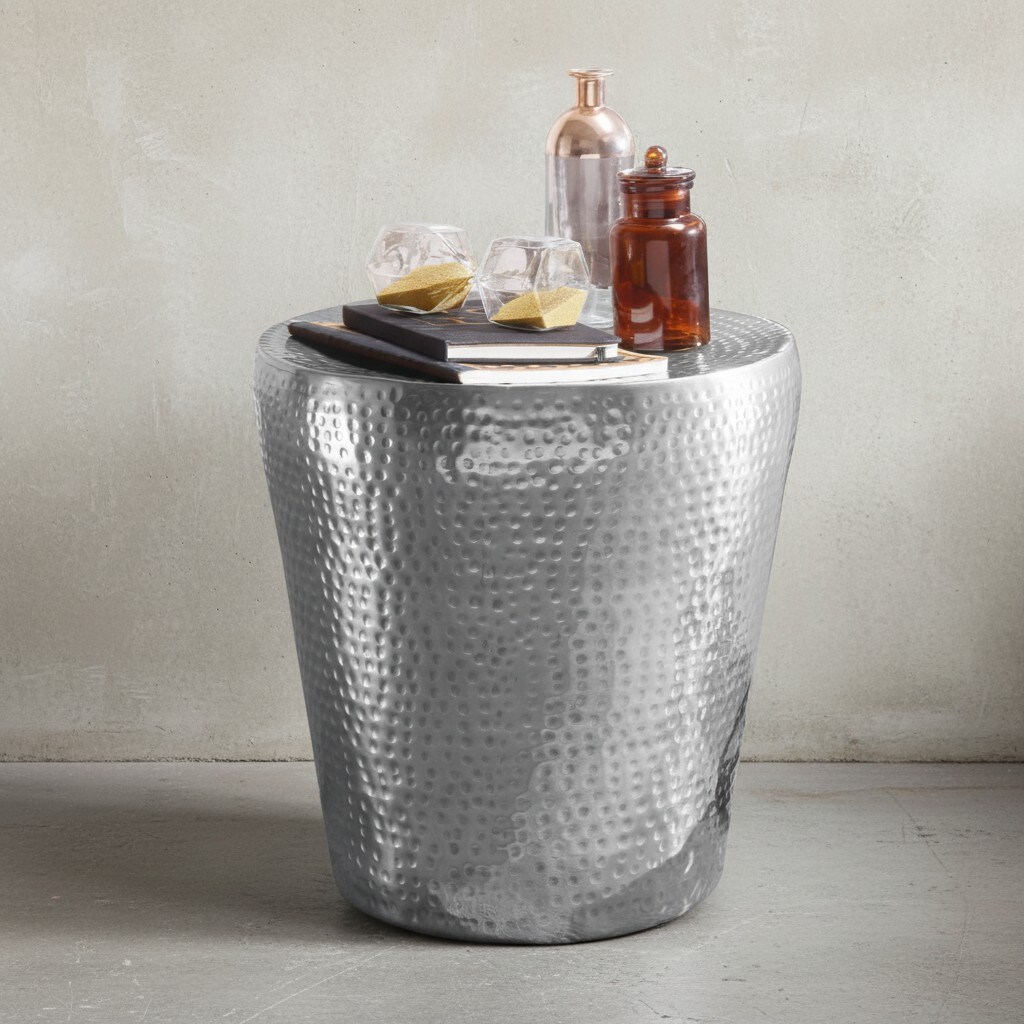 KADIMA DESIGN Orientalischer Hammerschlag-Dekotisch aus Aluminium, exotisches Design