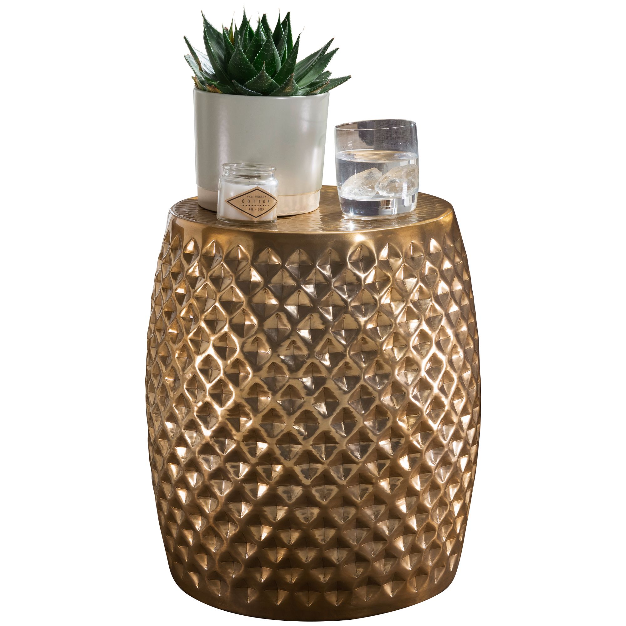 KADIMA DESIGN Orientalischer Beistelltisch ENNS: Hammerschlag-Aluminium, runde Form, kratzfrei - Bild 1