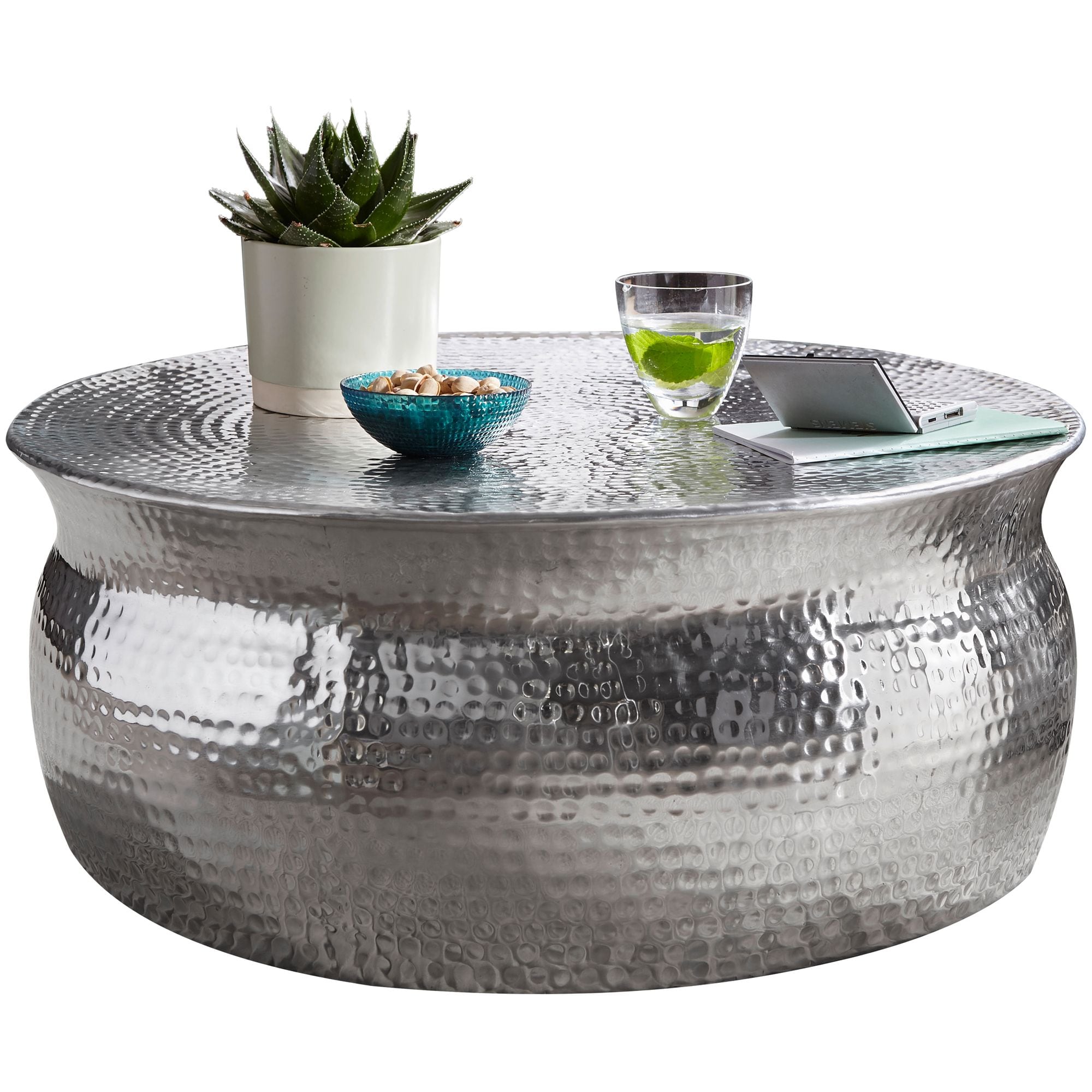 KADIMA DESIGN Orient Couchtisch: Handgefertigt, Hammerschlag-Aluminium, gro&szlig;z&uuml;gige Ablagefl&auml;che - Bild 1