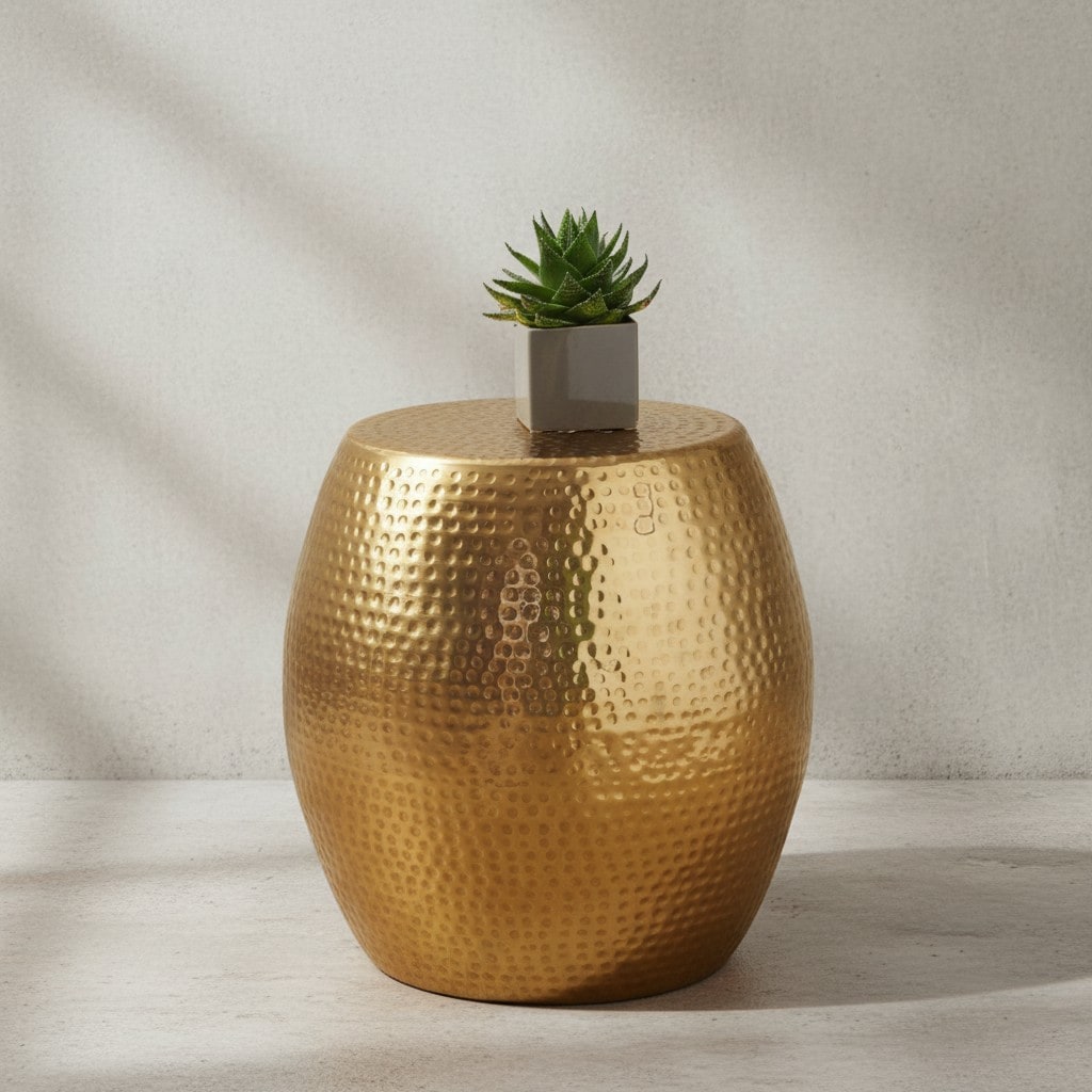 KADIMA DESIGN Beistelltisch ENNS: Orientalisch, Hammerschlag-Struktur, Aluminium, 42x42x42 cm - Bild 1