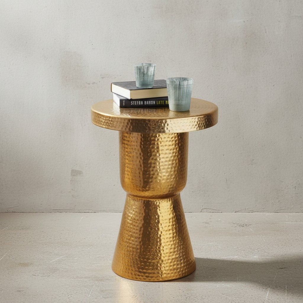 KADIMA DESIGN Orientalischer Dekotisch ENNS: Aluminium, Hammerschlag-Strukturen, 43x59x43 cm