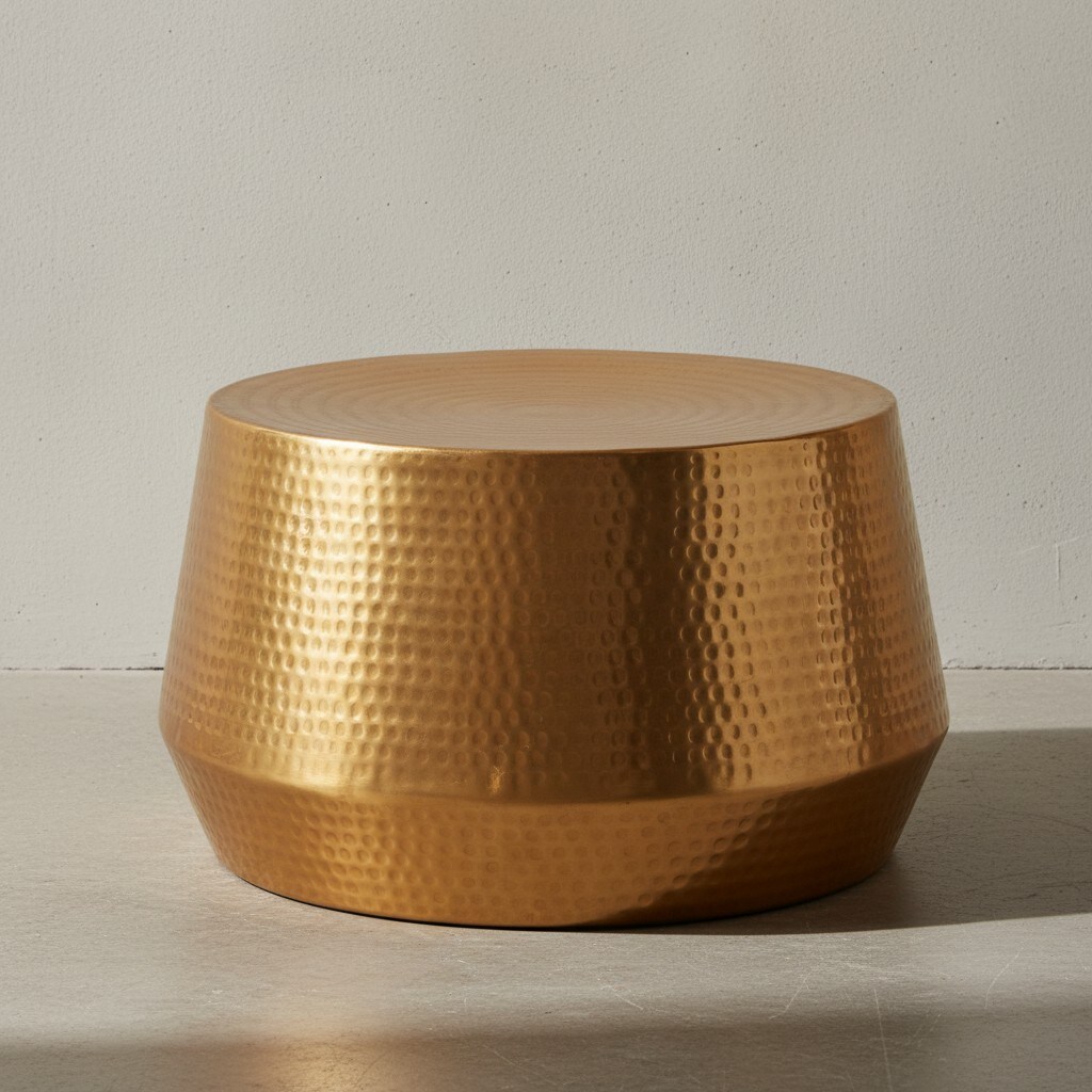 KADIMA DESIGN Couchtisch ENNS: Orientalisch, Aluminium, Hammerschlagstruktur, praktische Ablage