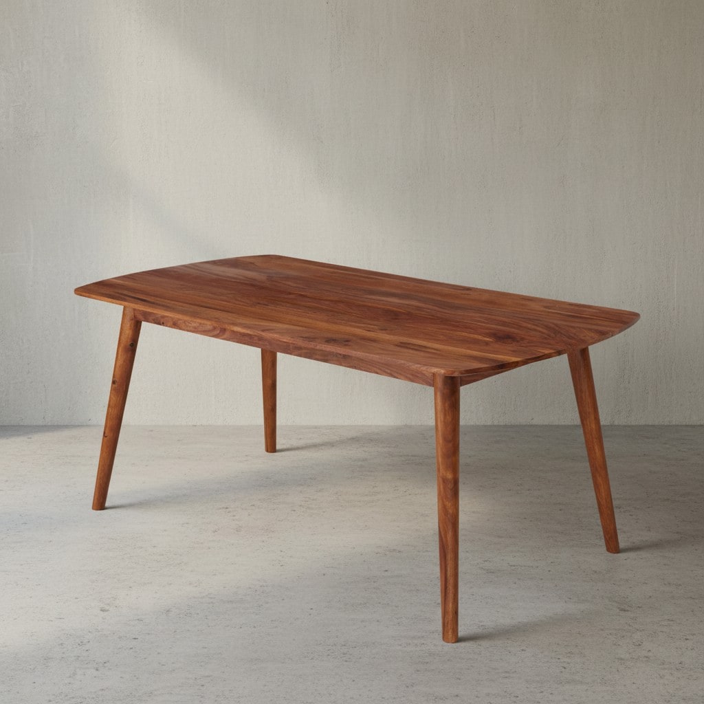 KADIMA DESIGN Massivholz Esstisch im modernen Landhausstil, Sheesham, abgerundete Ecken