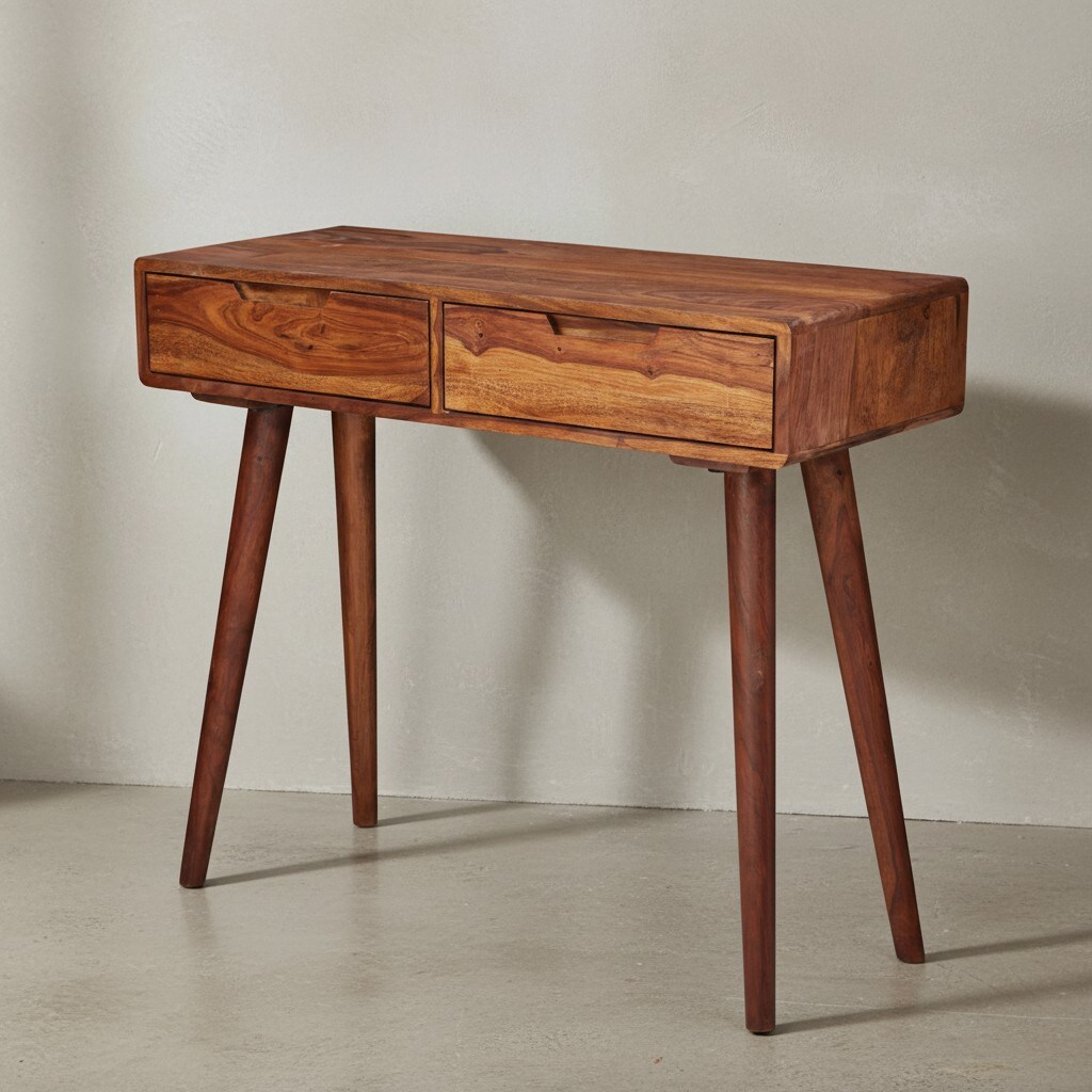 KADIMA DESIGN Rustikaler Konsolentisch aus Massivholz Sheesham, 90 cm, Landhausstil, handgefertigt - Bild 1