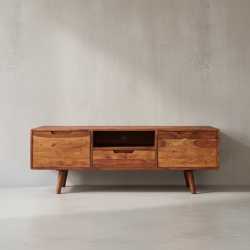 KADIMA DESIGN Massives Lowboard im Landhausstil, Fernsehkonsole mit Stauraum, Handgefertigt. - Bild 1