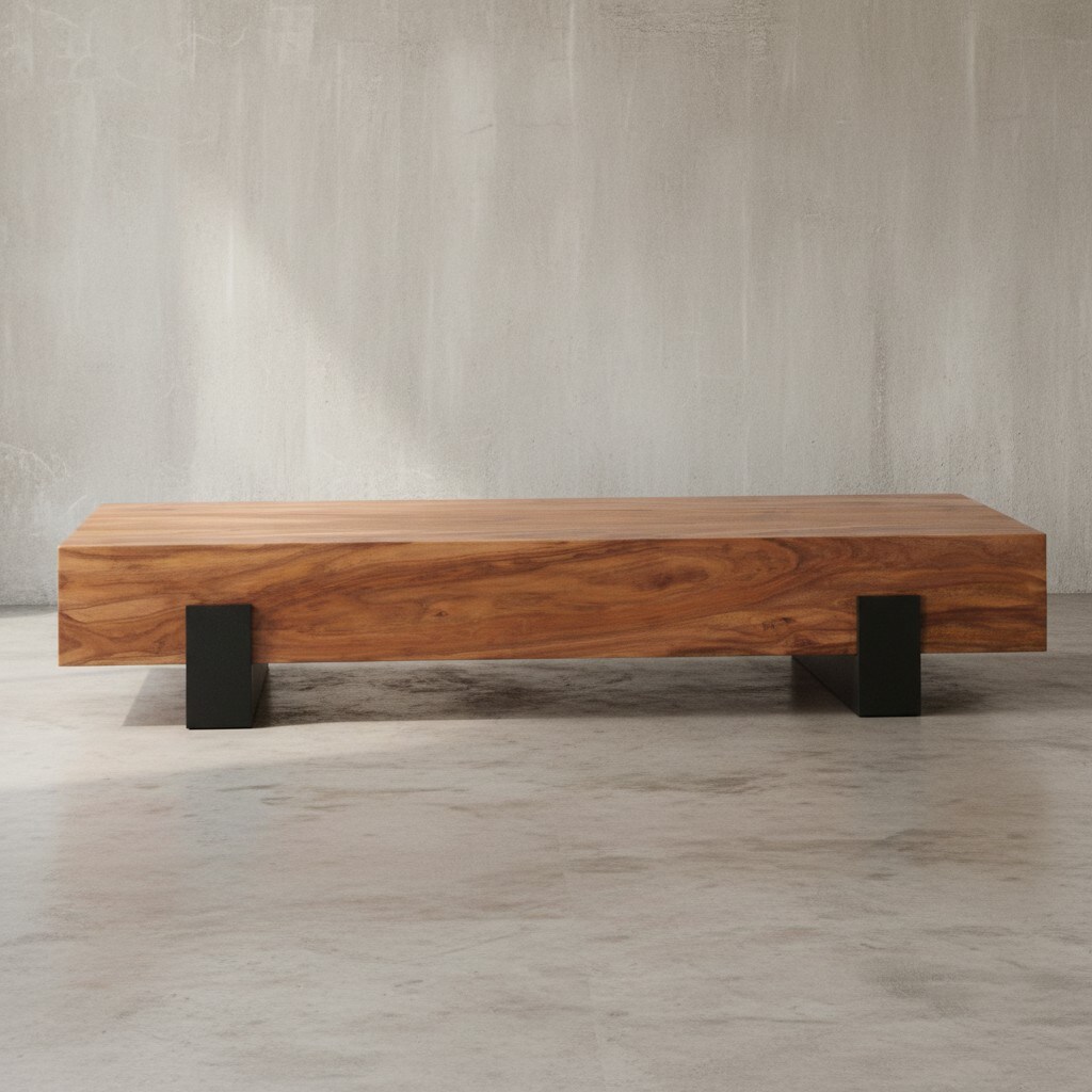 KADIMA DESIGN Holz-Sofatisch Sheesham, Puristisches, modernes Design, handgefertigt & robust, Schutzlackversiegelte Oberfläche