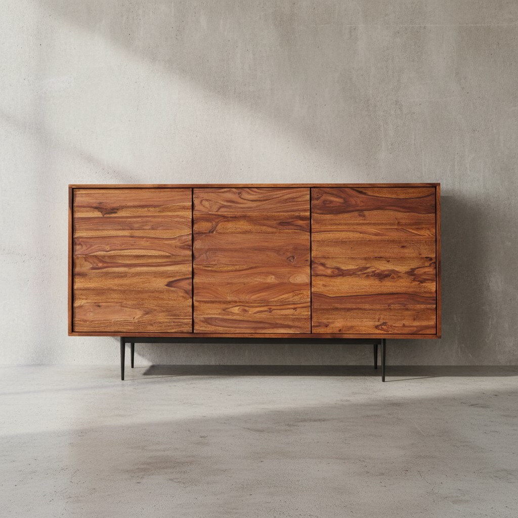 KADIMA DESIGN Charmantes Sheesham Sideboard, 150 cm Breit, 3 Türen, Ideal für moderne Wohnräume