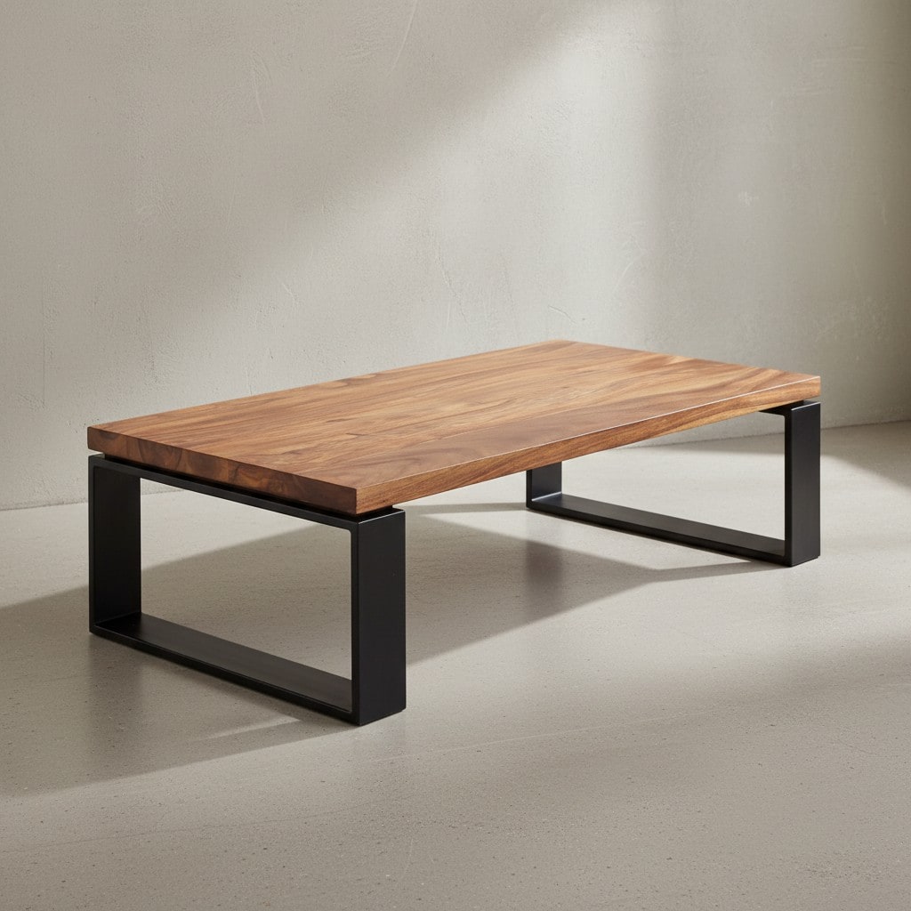 KADIMA DESIGN Industrial Couchtisch, Holz und Metall, 115x60 cm, Einzigartige Holzmaserung. - Bild 1