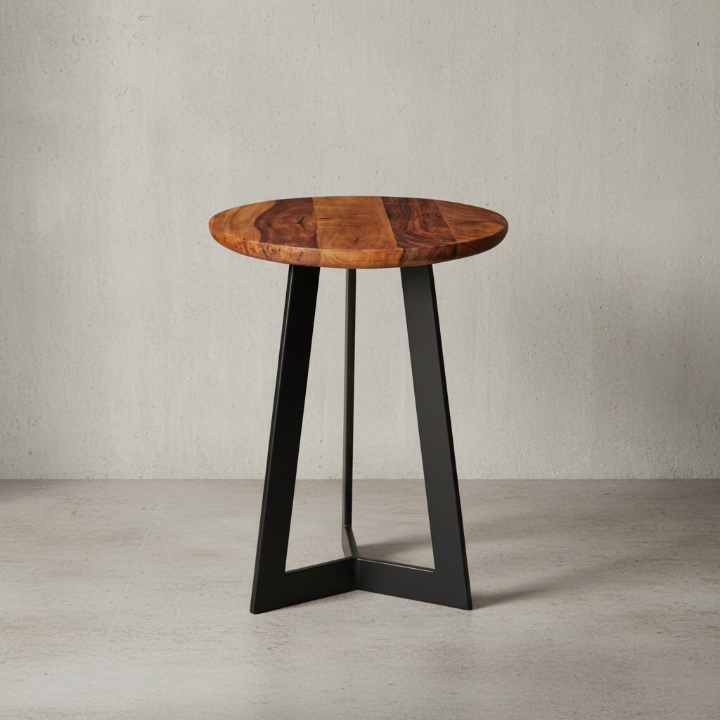 KADIMA DESIGN Massiver Industrial-Beistelltisch, Holz und Metall, Einzigartige Maserung, Vielseitig. - Bild 1