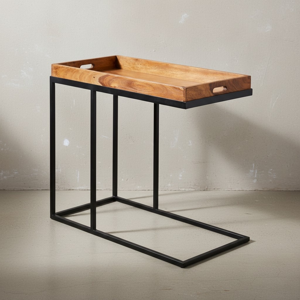 KADIMA DESIGN Beistelltisch aus Massivholz und Metall, Platzsparend, Vielseitig, Sheesham. - Bild 1