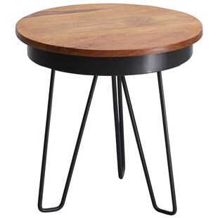 KADIMA DESIGN Sheeshamholz Metall Beistelltisch im Industrial-Stil, vielseitig einsetzbar, stabil. - Bild 1