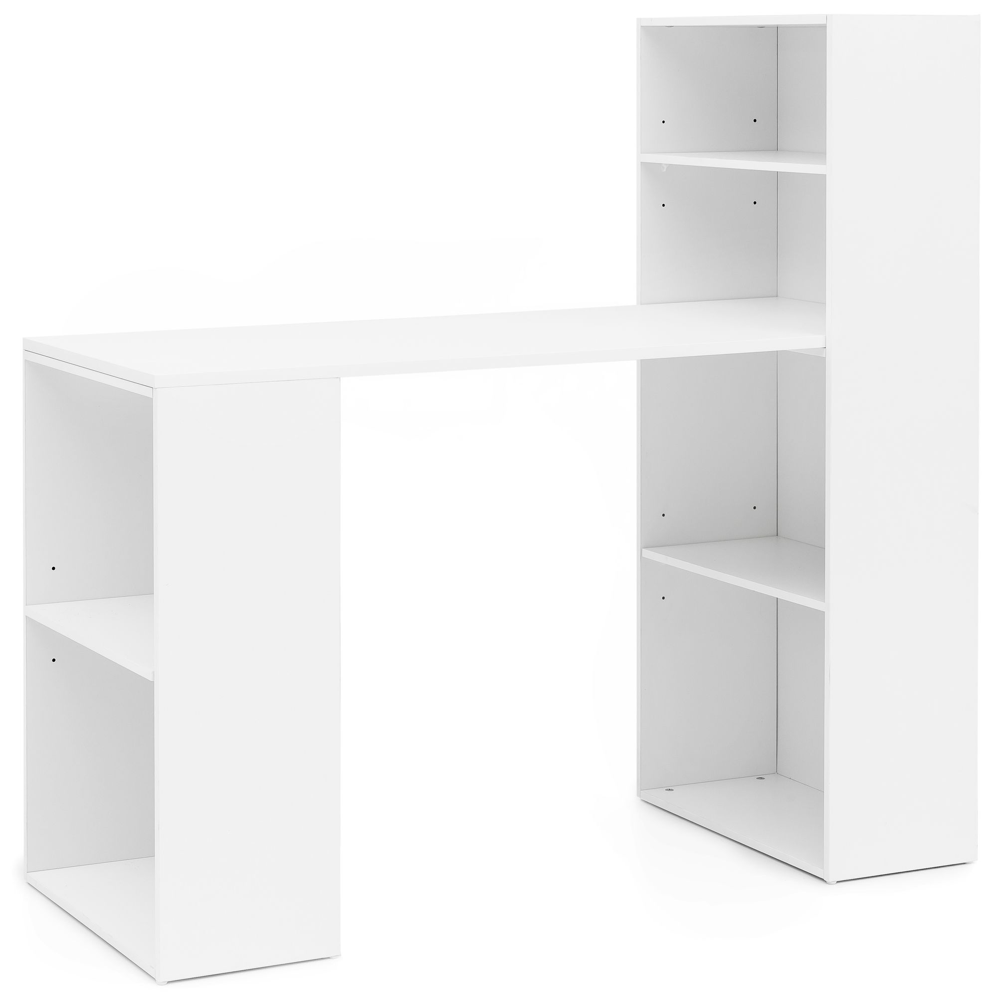 KADIMA DESIGN Schreibtisch mit Regal BRENTA: 120x120x53&nbsp;cm, Spanplatte, variable Regalh&ouml;hen &ndash; Wei&szlig; matt, modern & platzsparend - Bild 1