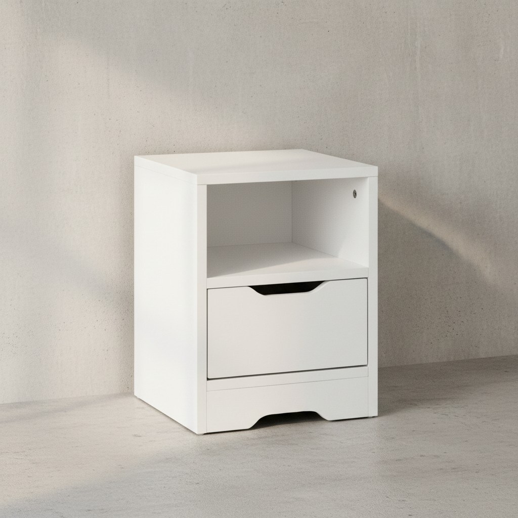 KADIMA DESIGN Moderne Nachtkonsole ILM: 31x43x31 cm, geräumige Schublade, Regalfach, Melaminharzbeschichtung, kratzfest, wasserabweisend, …