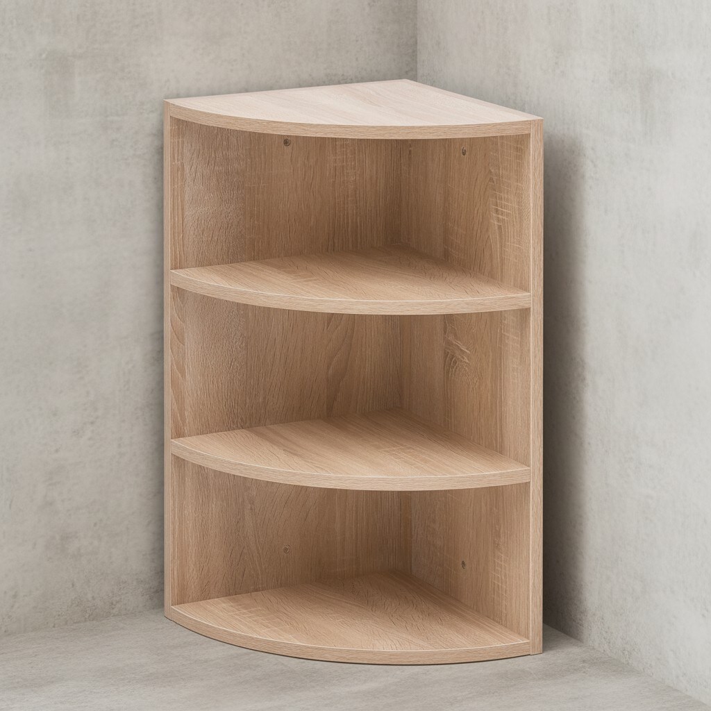 KADIMA DESIGN Eckregal NIDDA: Modern, 3 F&auml;cher, runde Front, Melaminharz-Beschichtung, schneller Aufbau. - Bild 1