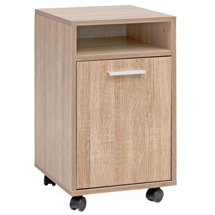 KADIMA DESIGN Rollcontainer OSSOLA: Weiß/Sonoma, 2 Türfächer, Ablagefach, Rollen mit Bremsen, Melaminharz-Beschichtung, einfacher Aufbau. - Bild 1