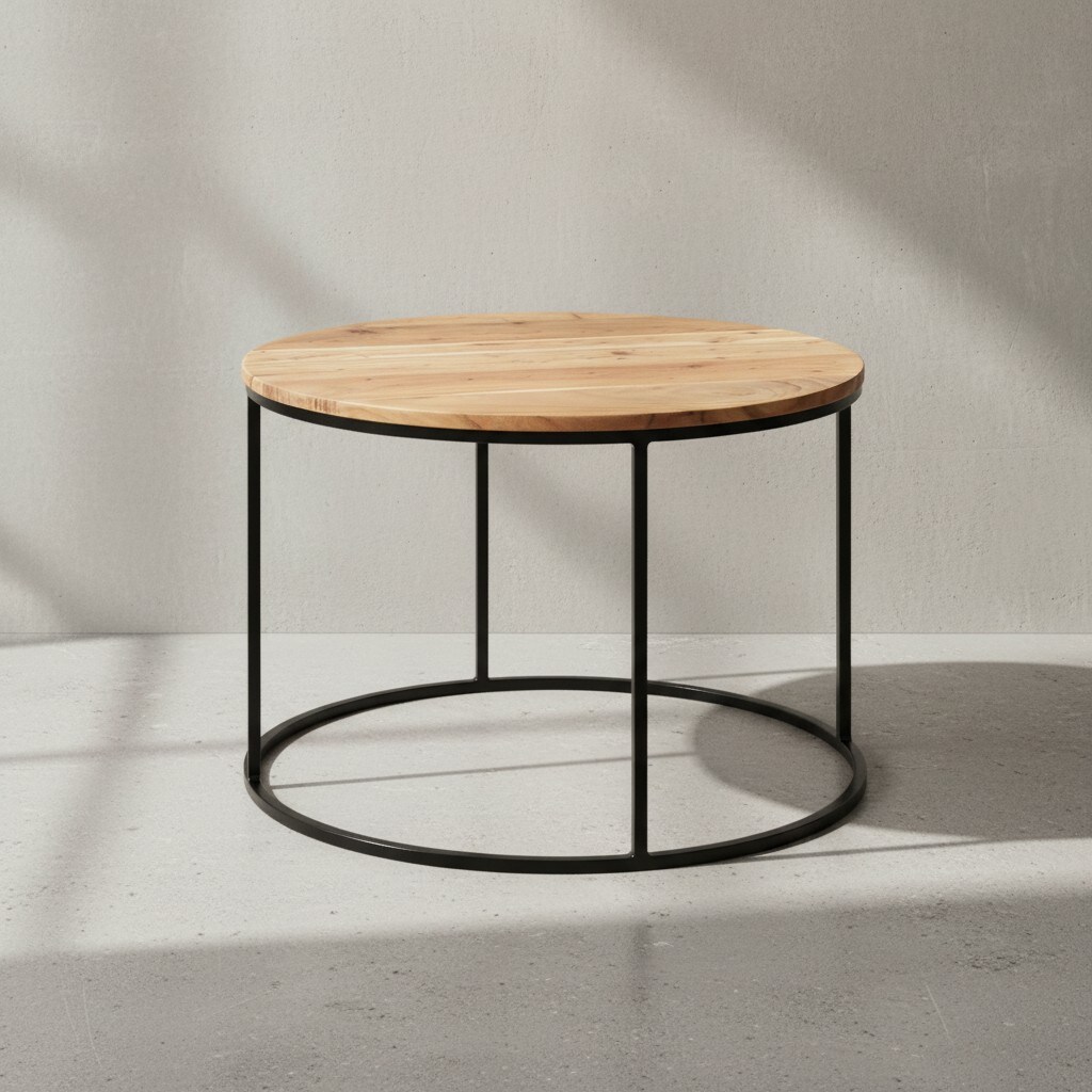 KADIMA DESIGN Naturholz Couchtisch, stabile Konstruktion, runde Ablage, 50 kg Belastbarkeit.
