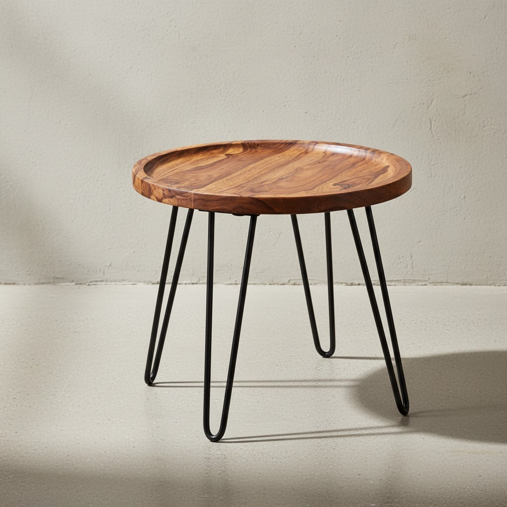 KADIMA DESIGN Couchtisch aus Sheeshamholz, Modernes Design mit Haarnadelbeinen