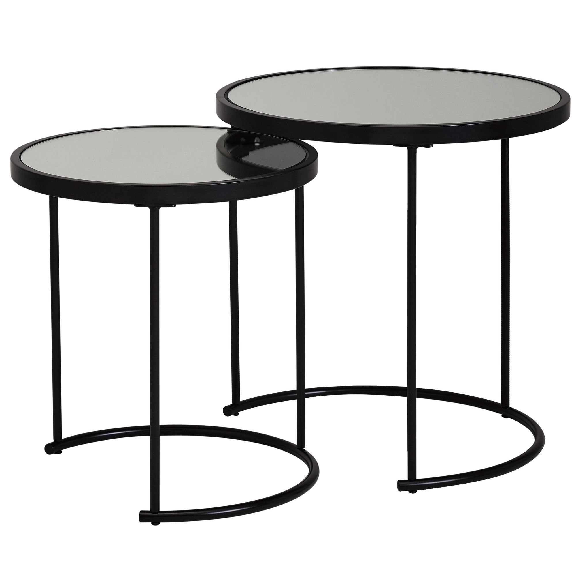 KADIMA DESIGN Edles Beistelltisch Set mit Glasplatten, modernes Design, schwarzer Farbton, 50x50,5x50 cm und 42x45,5x42 cm. - Bild 1